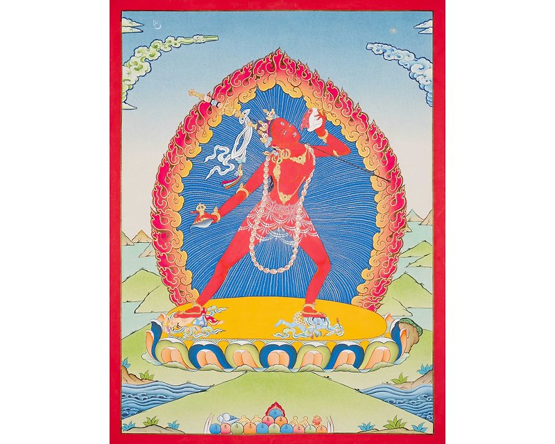 金剛瑜伽母唐卡畫 紅空行母 幸福女神 - 牆貼/牆身裝飾 - 其他材質 多色
