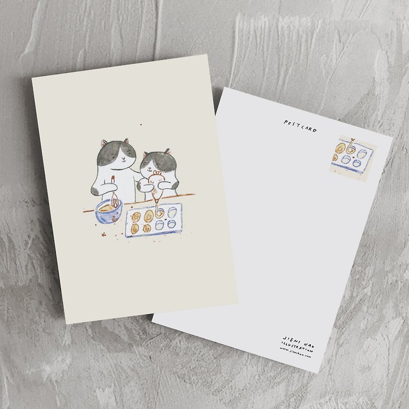 貓做達克瓦茲 - 明信片 - 心意卡/卡片 - 紙 白色