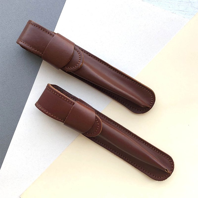 Italian leather single pen case | Francesco Rubinato / Brown - Pencil Cases - Genuine Leather Brown