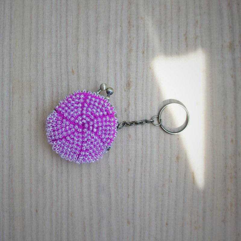 Ba-ba handmade Beads crochet mini-coinpurse No.812 - 零錢包/小錢包 - 其他材質 粉紅色