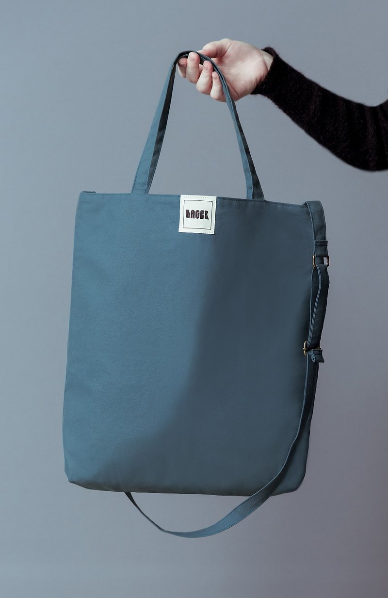 Uniform canvas bag / shoulder / with armrests / with backrest / gray - Messenger Bags & Sling Bags - Cotton & Hemp Blue