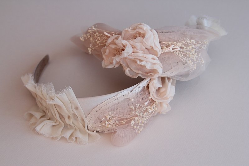 Hair band , Vintage style , Party hair accessories , wedding hair accessories - Hair Accessories - Silk Pink
