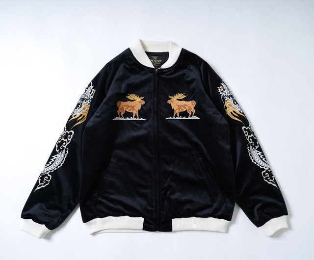 Still Vintage HOUSTON JAPAN Velvet Embroidered Jacket Alaska Goat