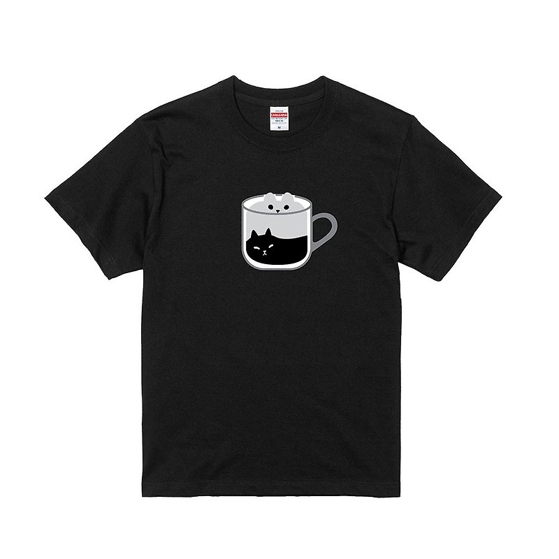 コーヒー キャット Tシャツ - アメリカーノ - トップス ユニセックス - コットン・麻 ブラック