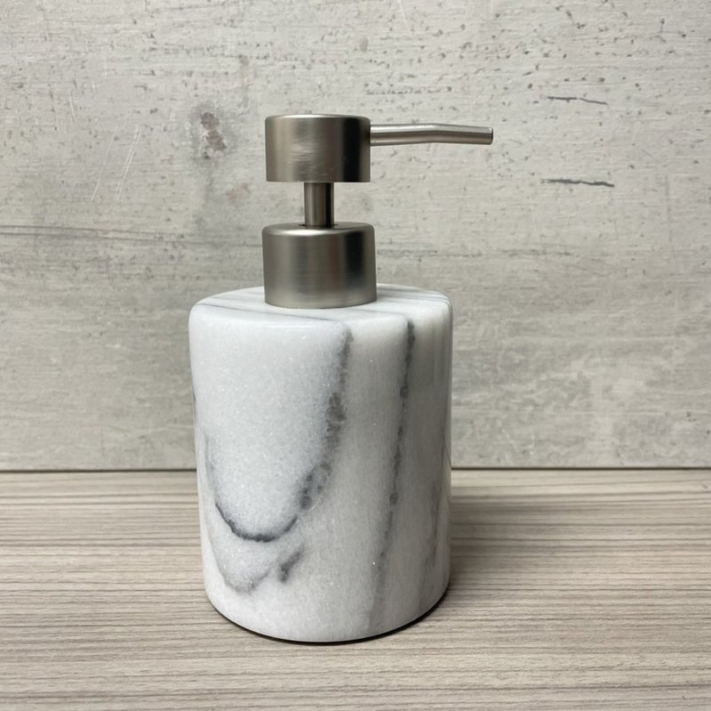 Marble Lotion Bottle/ Body Wash/ Hand Soap - Low Profile - Bathroom Supplies - Stone White