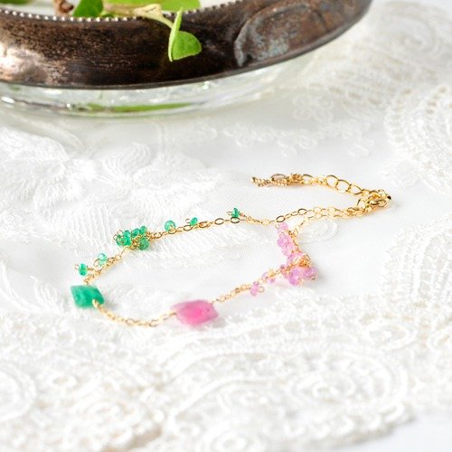 14kgf ピンクサファイアのブレスレット◝✩