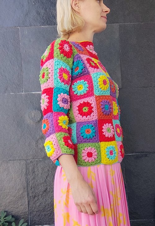 Mango Musi 色彩繽紛的手工毛衣 日系 許許兒 針織外套 女裝 外套 聖誕毛衣