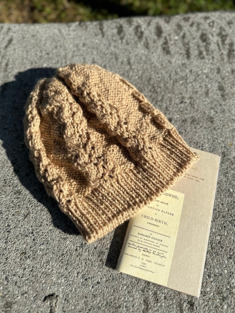 Brown toe-head twist knitted wool hat - Hats & Caps - Wool Khaki