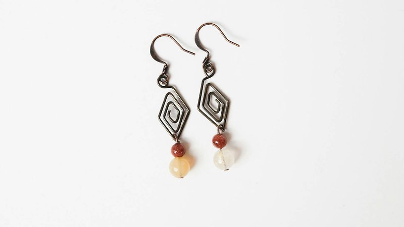 [Note] jump Yao natural stone earrings handmade X - ต่างหู - โลหะ 