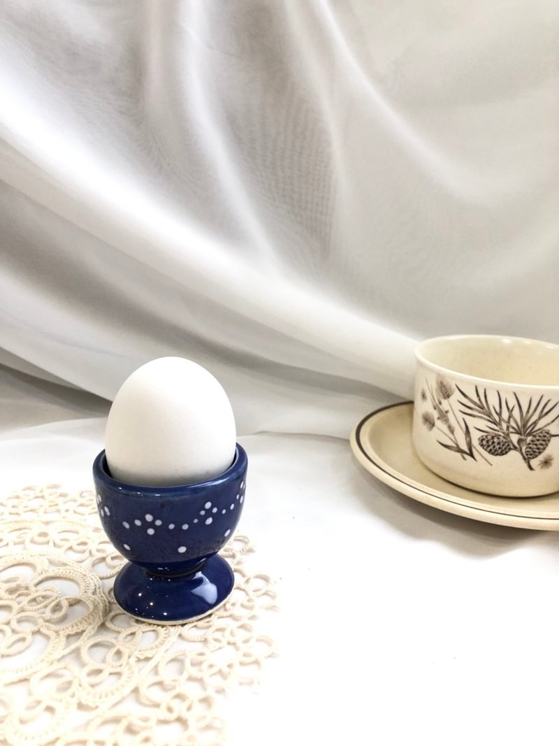 【好日戀物】德國vintage蛋杯鄉村風古典幸福儀式感聖誕節禮物 - 碟子/醬料碟/醬油碟 - 陶 藍色
