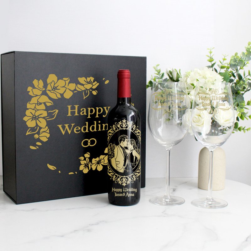 個人禮物|訂製結婚禮物 情人節 週年禮物|童話人像雕刻套裝 禮盒 - 酒類/酒精飲品 - 其他材質 