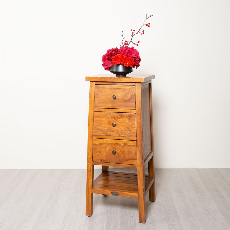 [Celebrate Forest Living] Love Moon Three-drawing Flower Stand/Teak Furniture/Handmade - Other Furniture - Wood Brown