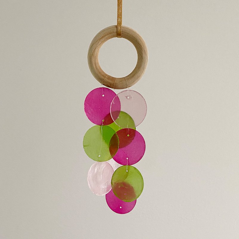 DIY-KIT| Italian Stationery-Pink Olive-Round |Shell Wind Chime Mobile|#0-502 - Other - Shell Pink