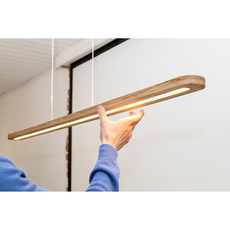 Wood Linear Pendant Light, Rustic Chandelier Lighting, Modern Hanging Lamp - 燈具/燈飾 - 木頭 