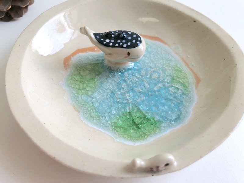 テーブル飾りクジラサメに風景セラミック皿 - その他 - 陶器 ブルー