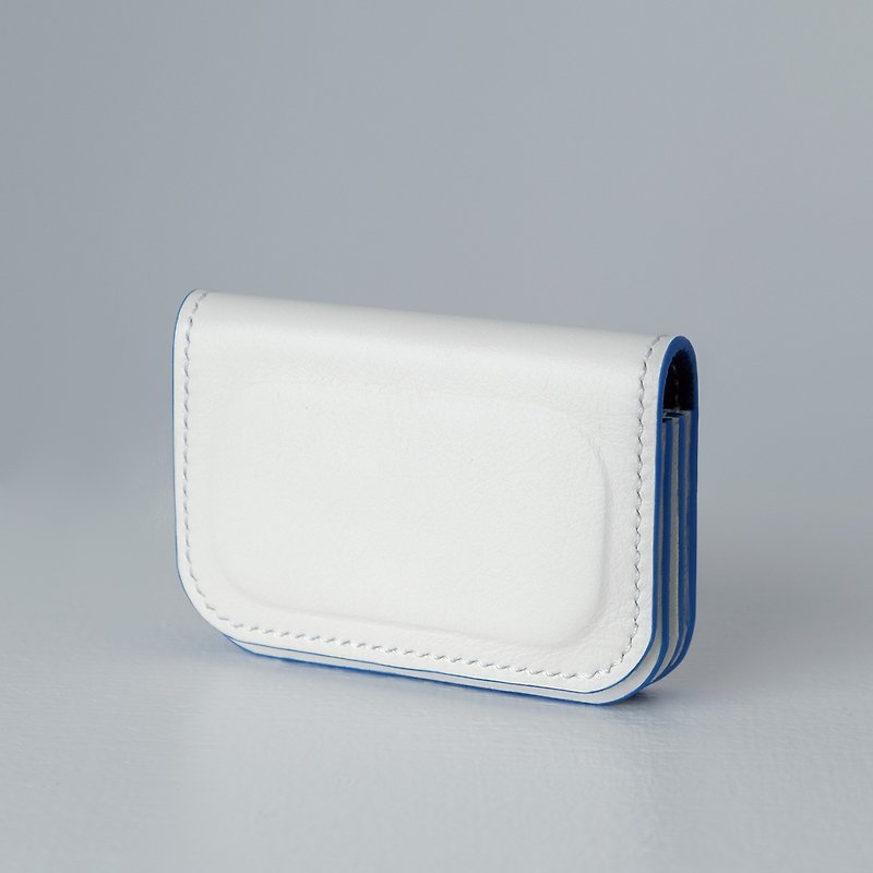 MOMO ACCORDION CARD WALLET WHITE/BLUE - Wallets - Genuine Leather White