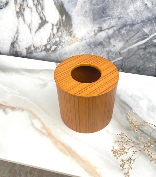 茶几王 Living Art 實木 柚木 桌上用 桌上型垃圾桶 孔洞型 有蓋子 質感 簡約 3公升
