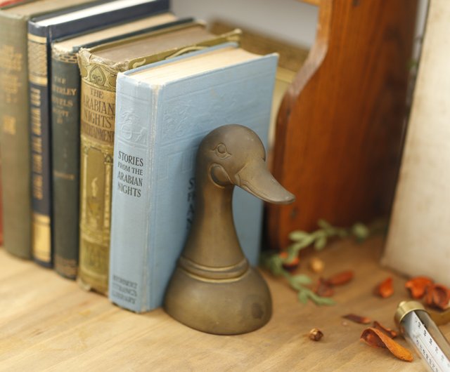 Vintage Set of 2 Brass Duck Head Bookends/brass Ornamental