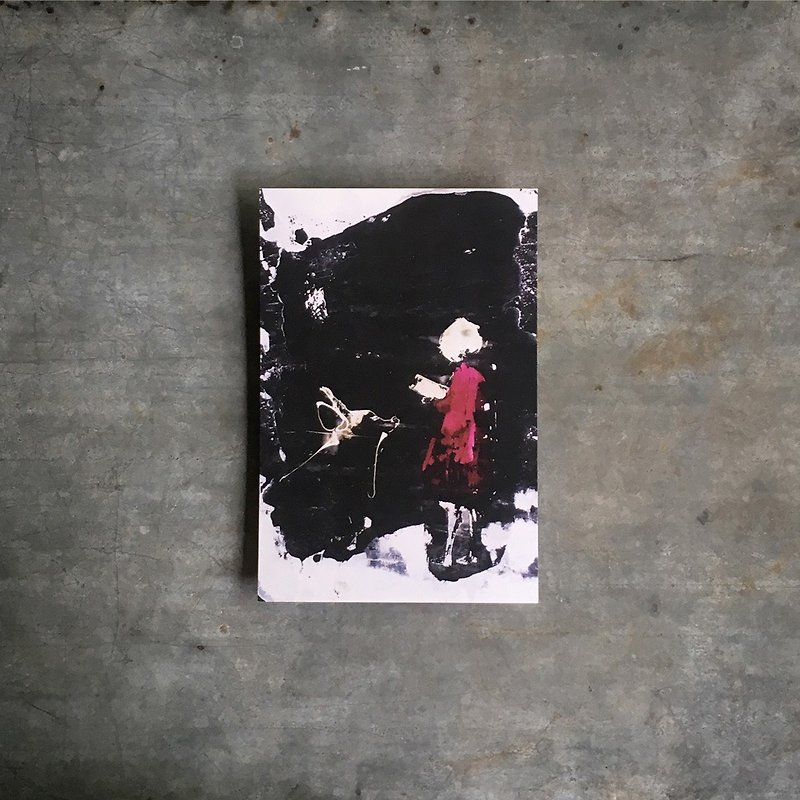 Postcard red girl and antelope - การ์ด/โปสการ์ด - กระดาษ สีดำ