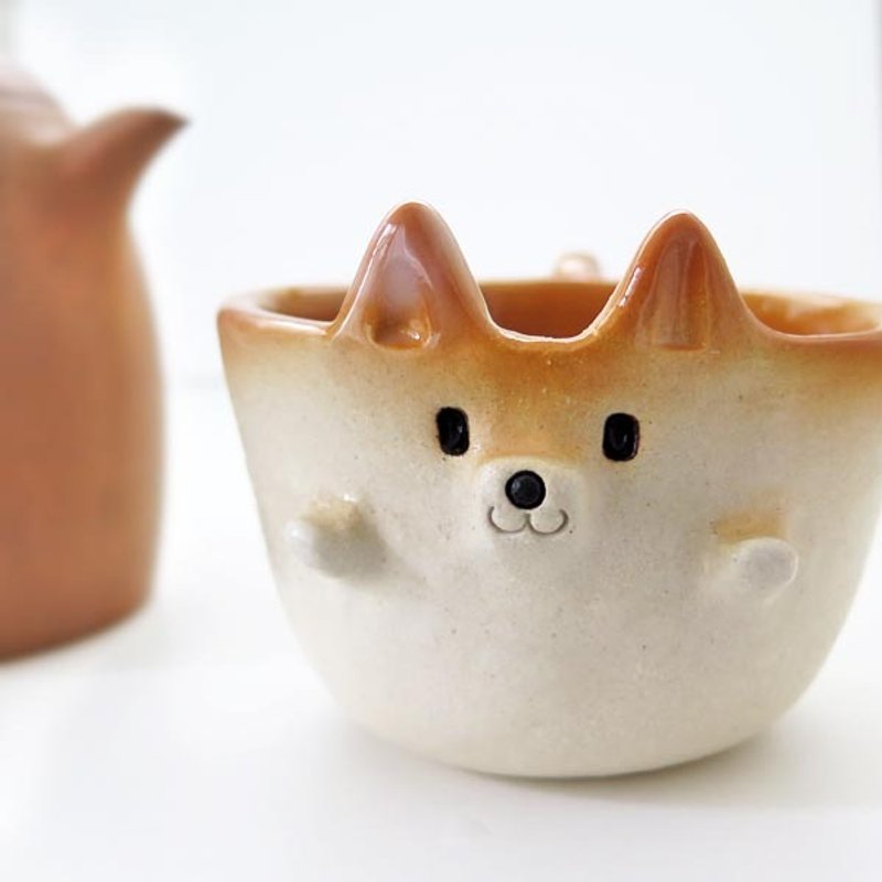 柴わんスープカップ　あったかフライング！ - 咖啡杯/馬克杯 - 陶 黃色