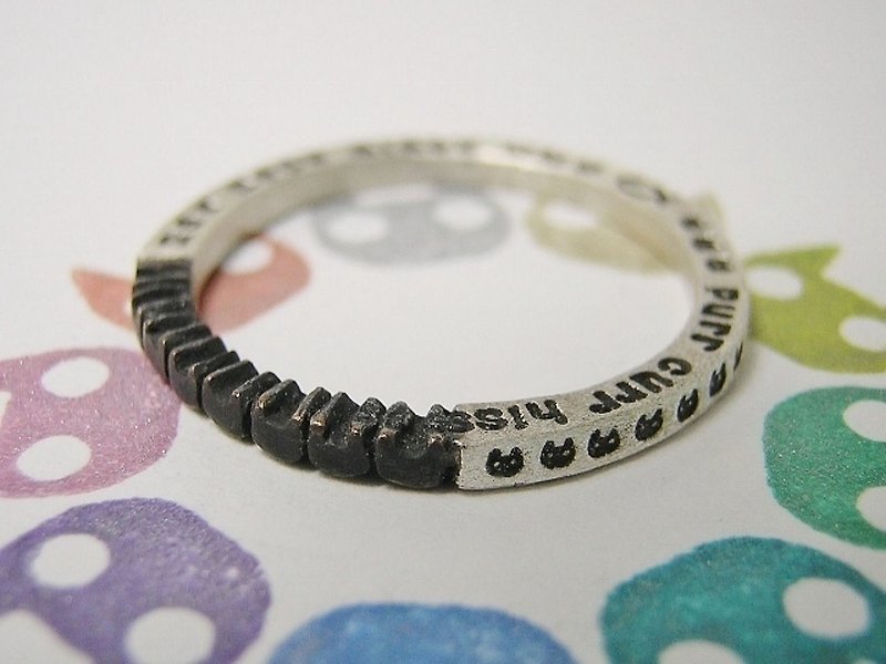 miaow band ( mille+-feuille )( Price for 1 ring only ) 銀 戒指 指环 指環 刻字 堆疊環 貓 猫 cat - General Rings - Sterling Silver Silver