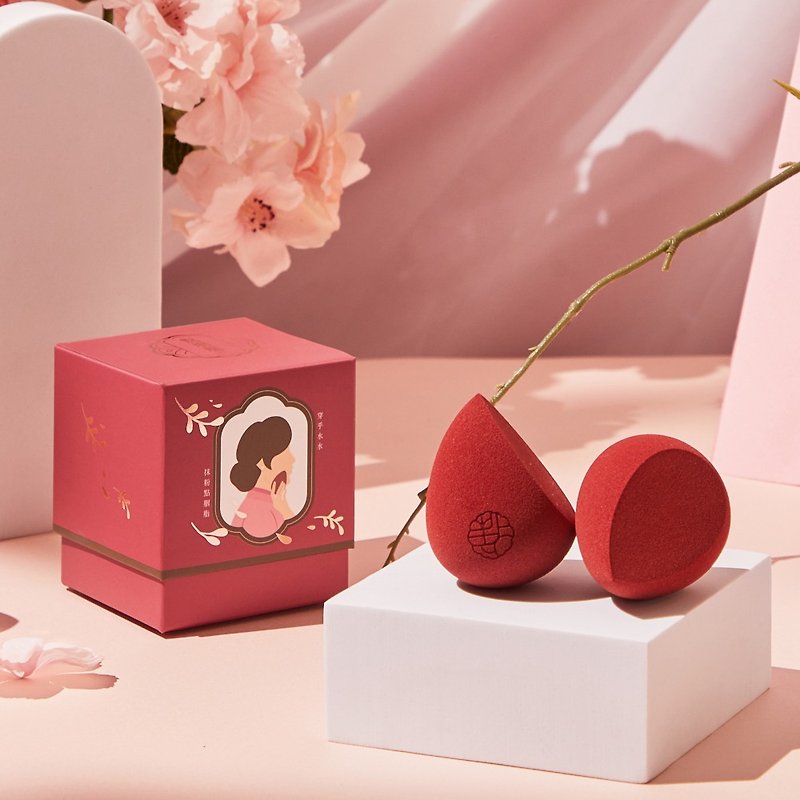 Taiwan Shan Ying Beauty Egg Large Oblique Cut Makeup Sponge/Puff (Box) - Makeup Brushes - Other Materials Red