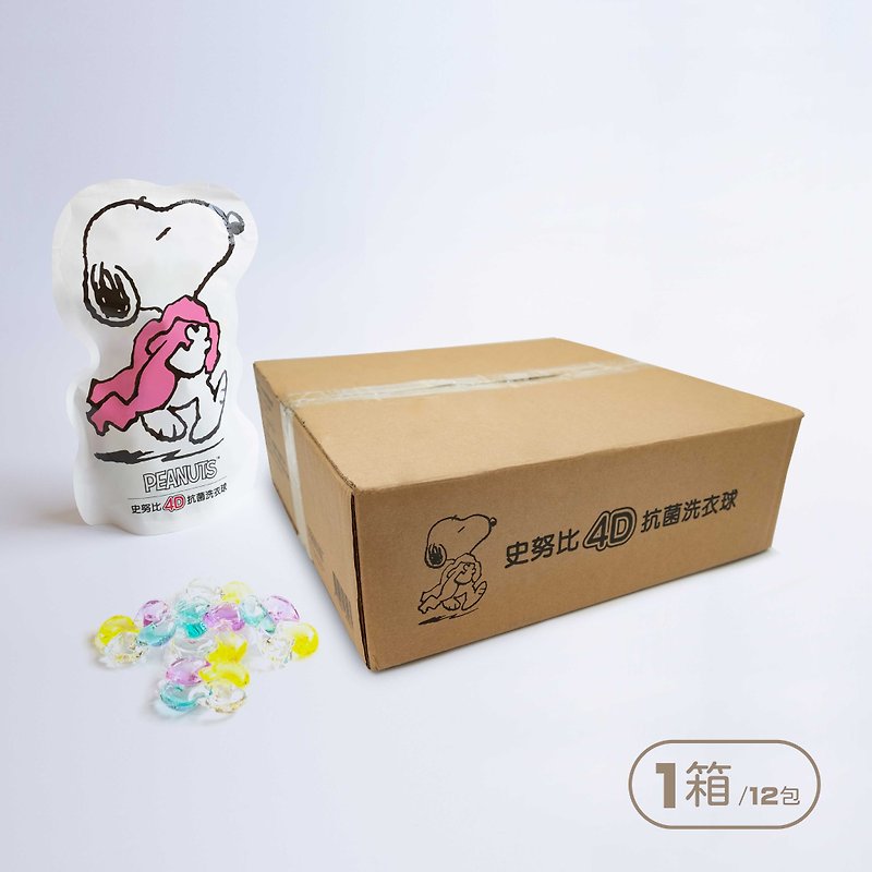 [Box Purchase] SNOOPY 4D Antibacterial Laundry Balls (12 packs, 24 pieces each) - ผลิตภัณฑ์ซักผ้า - สารสกัดไม้ก๊อก ขาว