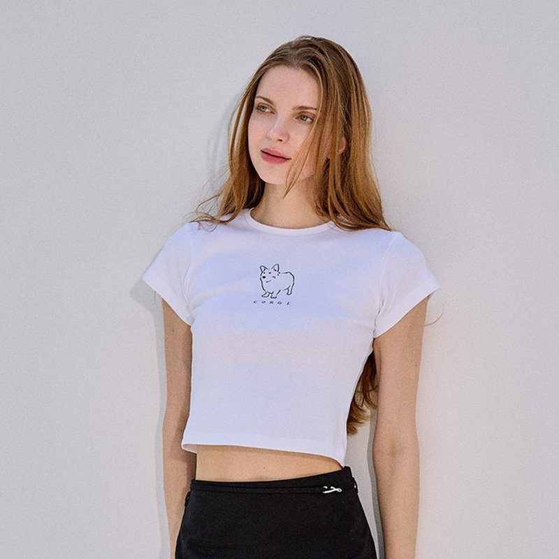 CORGI TEE - 女 T 恤 - 棉．麻 白色