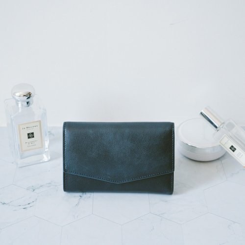 寇比手工皮件 Colbie Leather 【禮盒】真皮輕奢輕薄信封中夾 X0015 藍