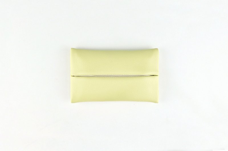Pocket Tissue Holder for Purse, PU Leather Travel Tissue Holder, Light Yellow - กระเป๋าเครื่องสำอาง - หนังเทียม สีเหลือง