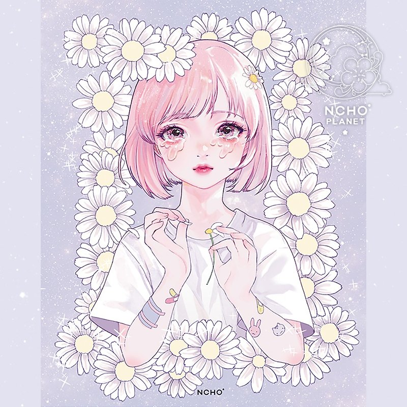Crying Daisy Girl Postcard - Cards & Postcards - Paper Purple