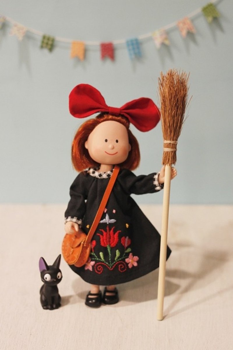 Madeline Madeline 8 "人形サイズ手作り花刺繍魔女のドレス - ワンピース - コットン・麻 多色
