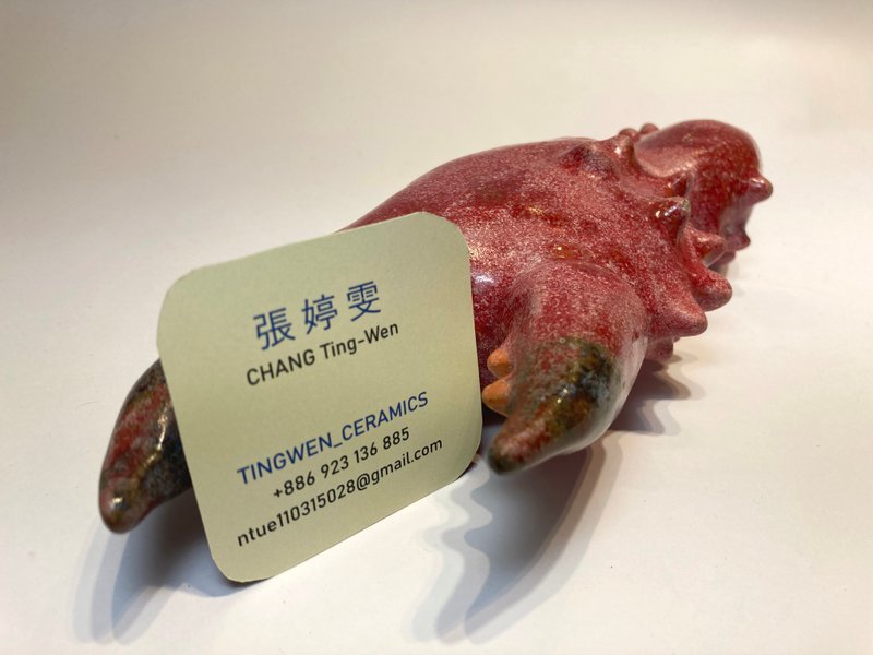 【肥美蟹螯】陶瓷名片架 - 擺飾/家飾品 - 陶 紅色