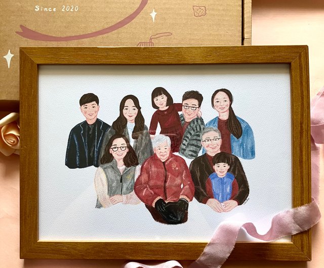 結婚記念日、綿婚式ギフトに♡「似顔絵刺繍 Family Portrait
