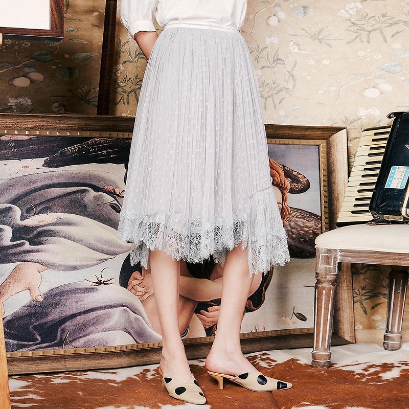 Anne Chen 2018 summer new style art women's irregular hem mesh skirt - Skirts - Polyester Gray
