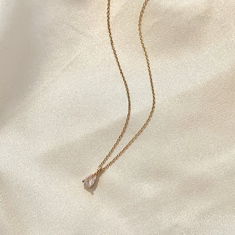 14KGF l water drop l natural Stone necklace - Necklaces - Precious Metals Gold