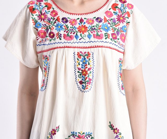 ヴィンテージ刺繍ワンピース/メキシコ刺繍、手刺繍、刺繍