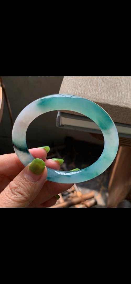 Good Morning Studio 冰種玉鐲 天然翡翠玉鐲 A玉 手鐲 • 冰種海藍翡翠圓鐲