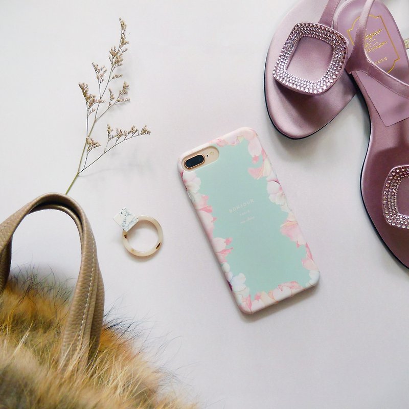 ピンクの花びらの携帯電話のシェル - スマホケース - シリコン ピンク