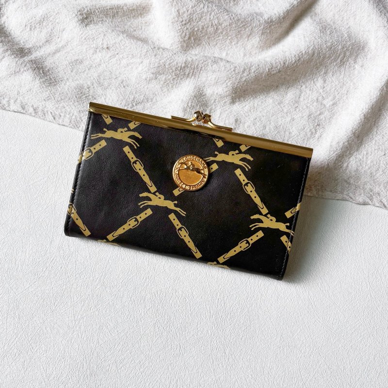 Vintage Longchamp 咖啡色老花口金零錢包 - 零錢包/小錢包 - 真皮 多色