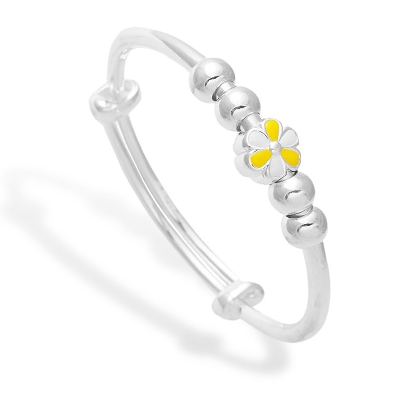 [Children's Painted Gold Jewelry] Classic Silver Children's Bracelet Bracelet Yellow Six-petal Flower (Miyue Silver Jewelry) - ของขวัญวันครบรอบ - เงินแท้ สีเงิน