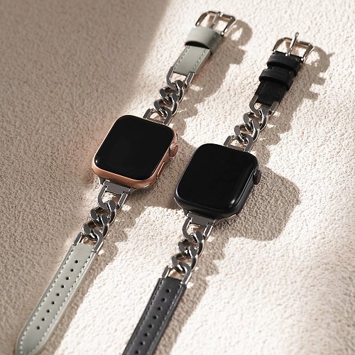 W.WEAR 時間穿搭 Apple watch - 真皮拼接單鏈蘋果錶帶