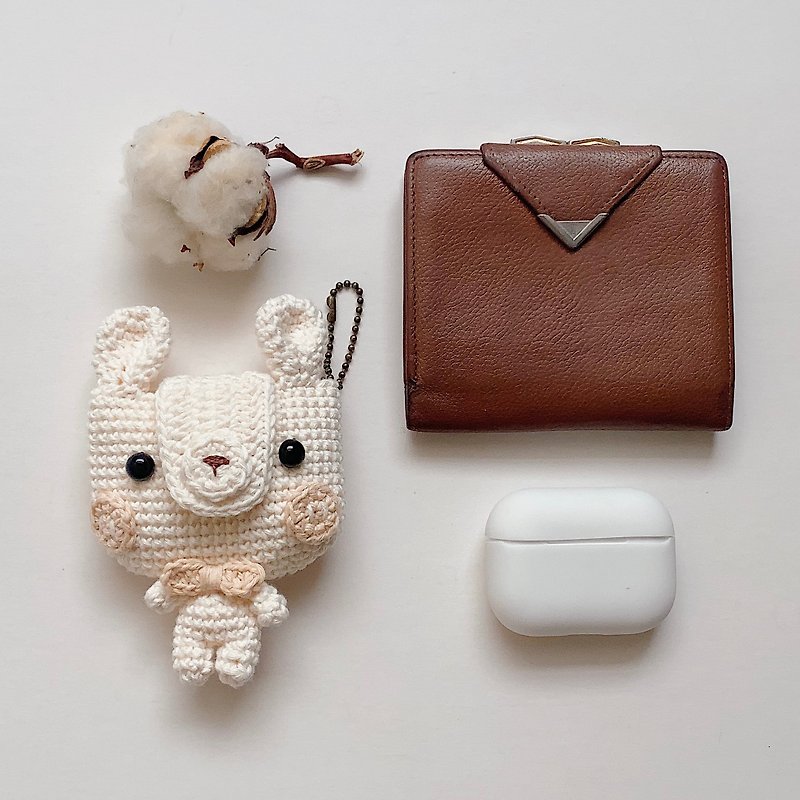 Cotton & Hemp Headphones & Earbuds Storage Brown - Rabbit EarPods Pouch for AirPods 1/2/3/Pro, cute airpods 保護套