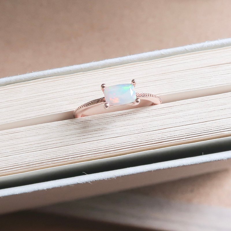 / Know each other / Opal Opal Opal 925 Sterling Silver Handmade Natural Stone Ring - แหวนทั่วไป - เงินแท้ สีน้ำเงิน