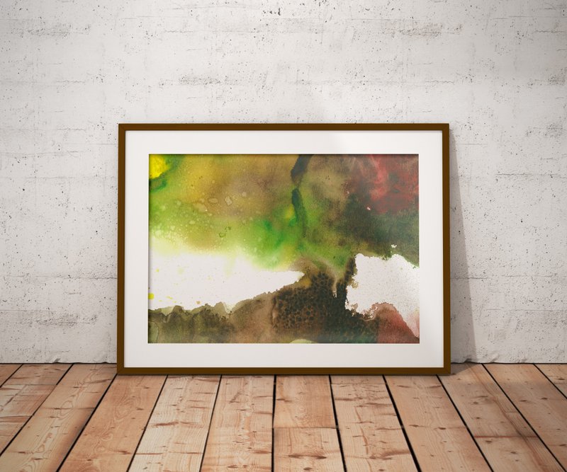 Original acrylic art. Home wall Decor, abstract tree poster, handmade gift - 壁貼/牆壁裝飾 - 紙 綠色