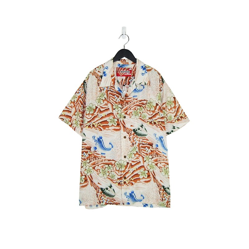 A‧PRANK :DOLLY ::Brand HOUSTON Coffee Beige Squid and Handle Flower Shirt (T806138) - Men's Shirts - Cotton & Hemp Multicolor