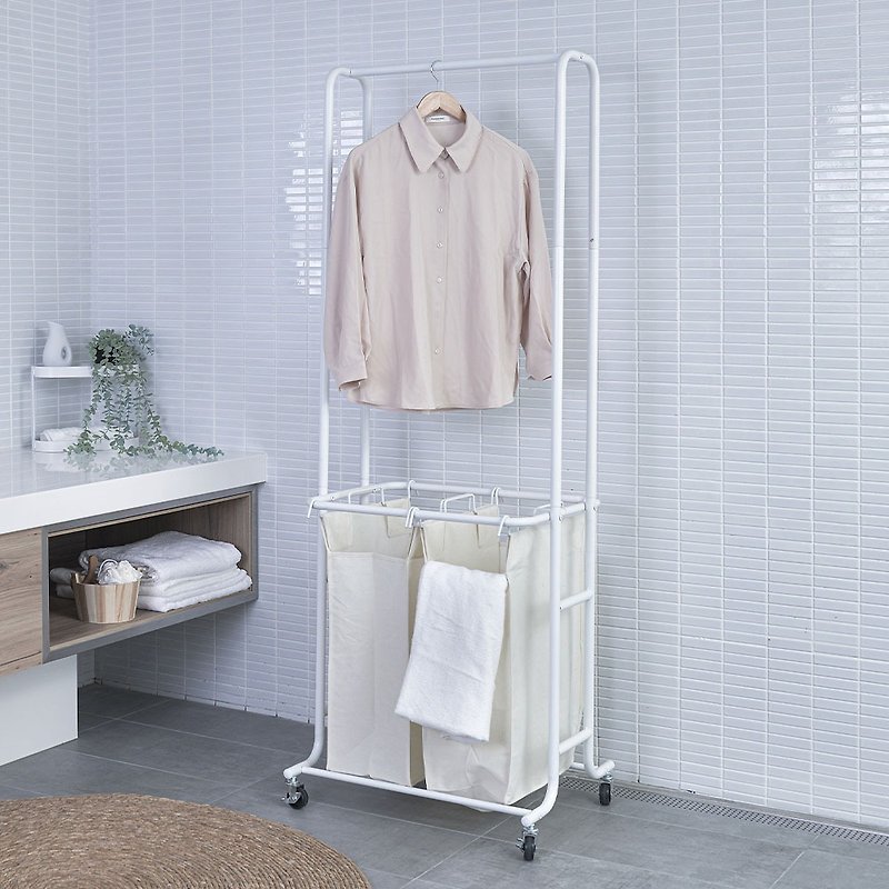 【Sim'n Coz】Multifunctional Laundry Basket Cart with Wheels (White) - Bathroom Supplies - Other Metals White