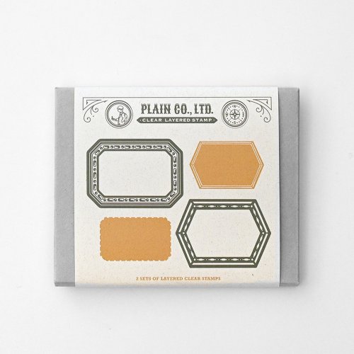 直物生活文具 透明邊框組合印章 - 多邊形