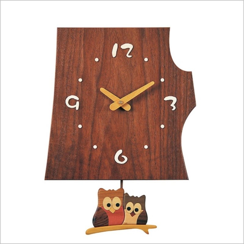 Hokkaido Asahikawa Kobo Pecker F40-2 Owl Pendulum Clock/Walnut - Clocks - Wood 