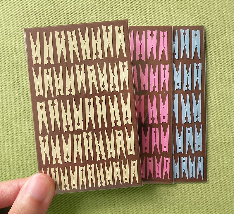 Clothespin Stickers - สติกเกอร์ - วัสดุกันนำ้ สึชมพู